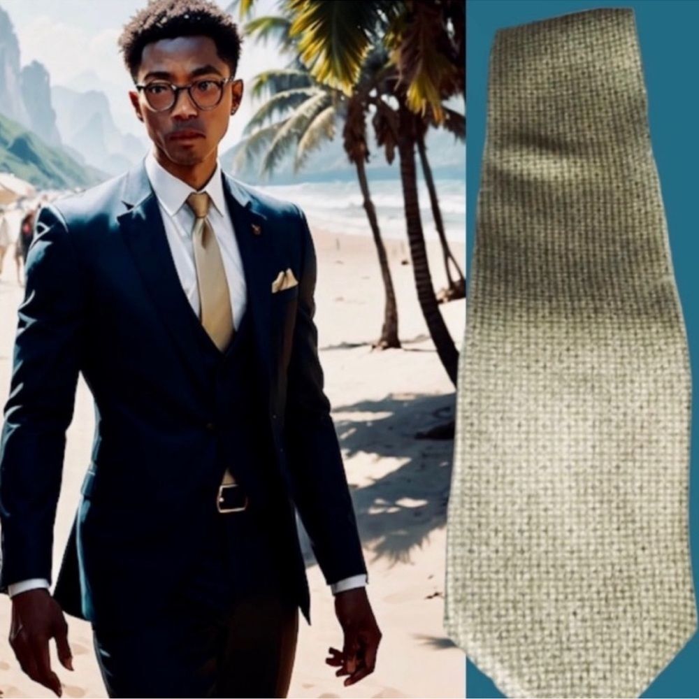 Croft & Barrow (Kohl’s) NWT Men’s Necktie Gold/Blue 100% Silk Print Preppy HOCO